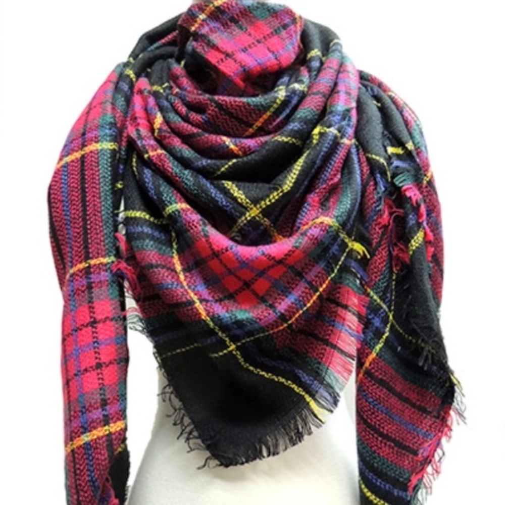 PLAID PRINT OVERSIZED BLANKET SCARF - Picture 1 of 2
